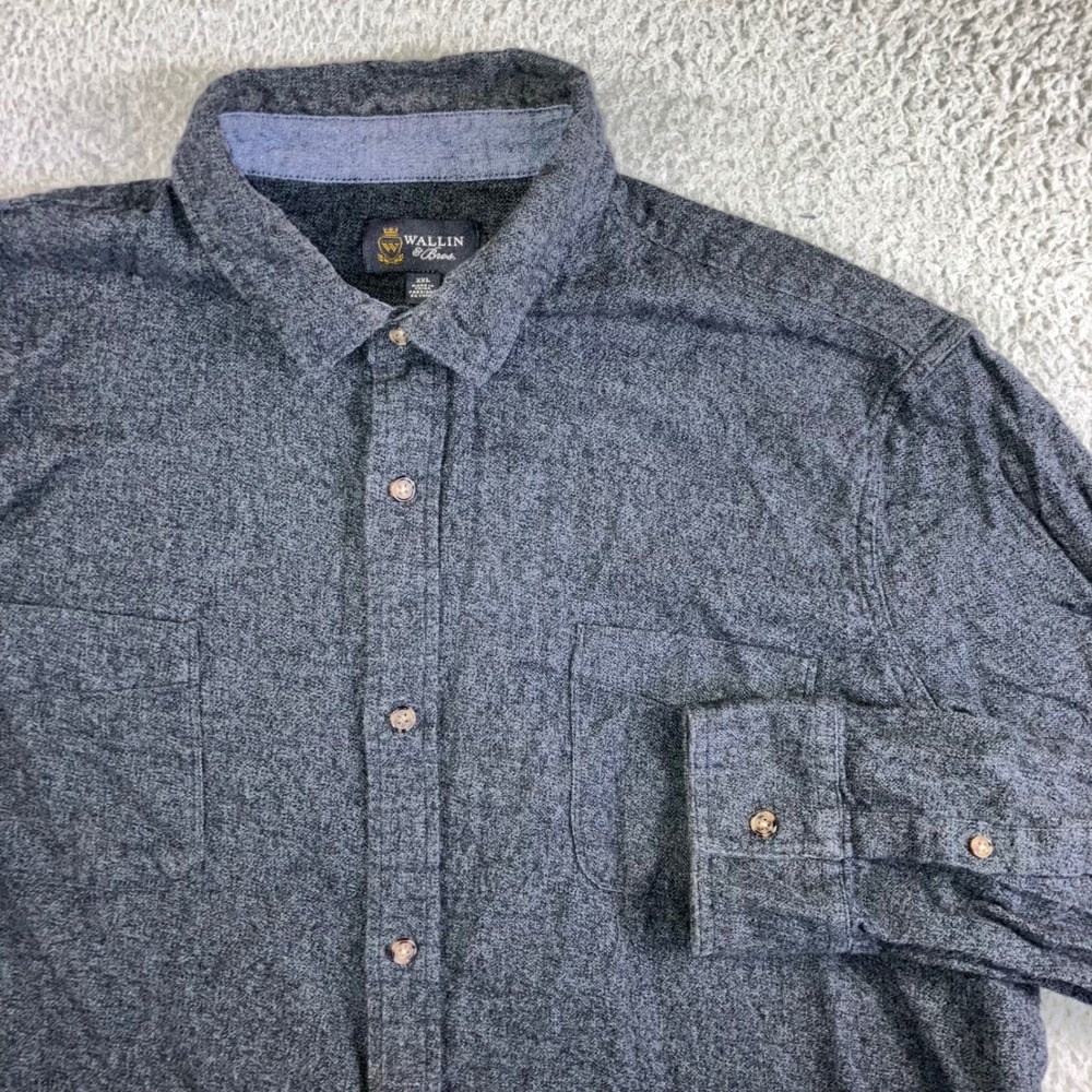 Wallin & Bros Flannel Shirt Men XXL Gray L/S Button Up Layering Workwear Basic